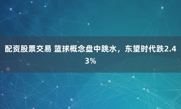 配资股票交易 篮球概念盘中跳水，东望时代跌2.43%