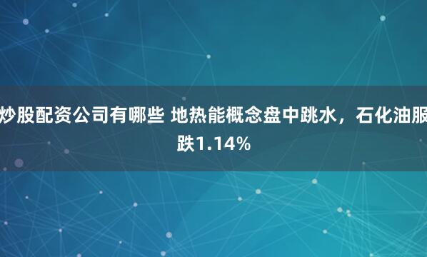 炒股配资公司有哪些 地热能概念盘中跳水，石化油服跌1.14%