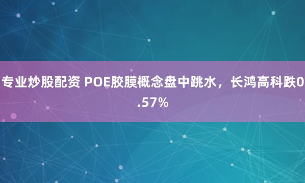 专业炒股配资 POE胶膜概念盘中跳水，长鸿高科跌0.57%