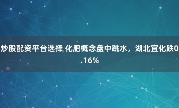 炒股配资平台选择 化肥概念盘中跳水，湖北宜化跌0.16%