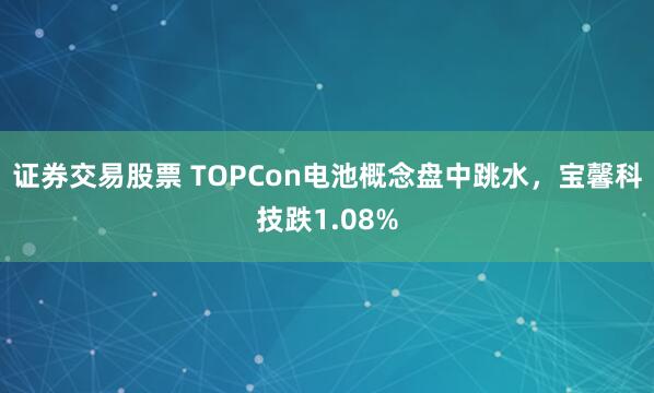 证券交易股票 TOPCon电池概念盘中跳水，宝馨科技跌1.08%